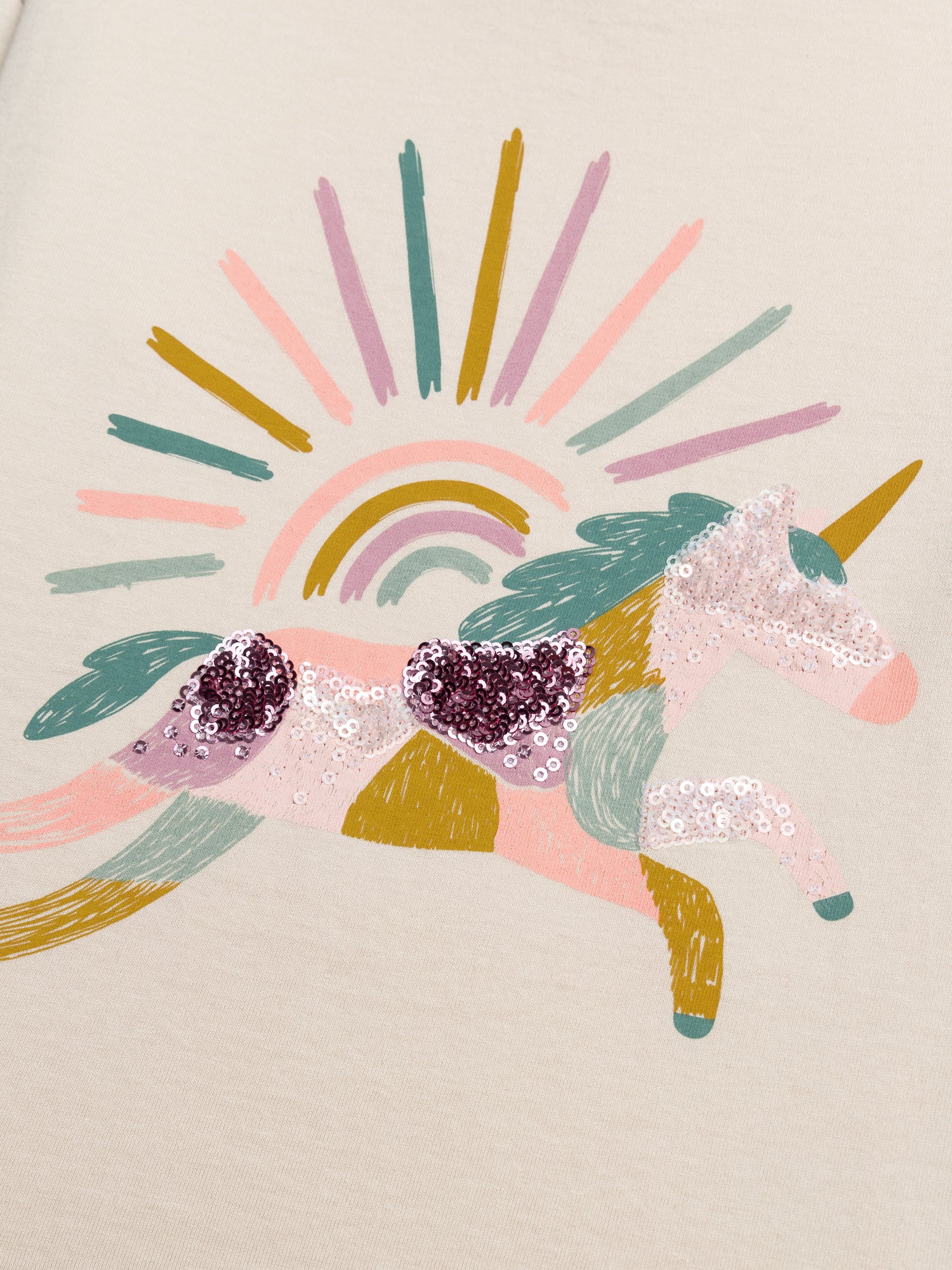 T-shirt écru animation licorne