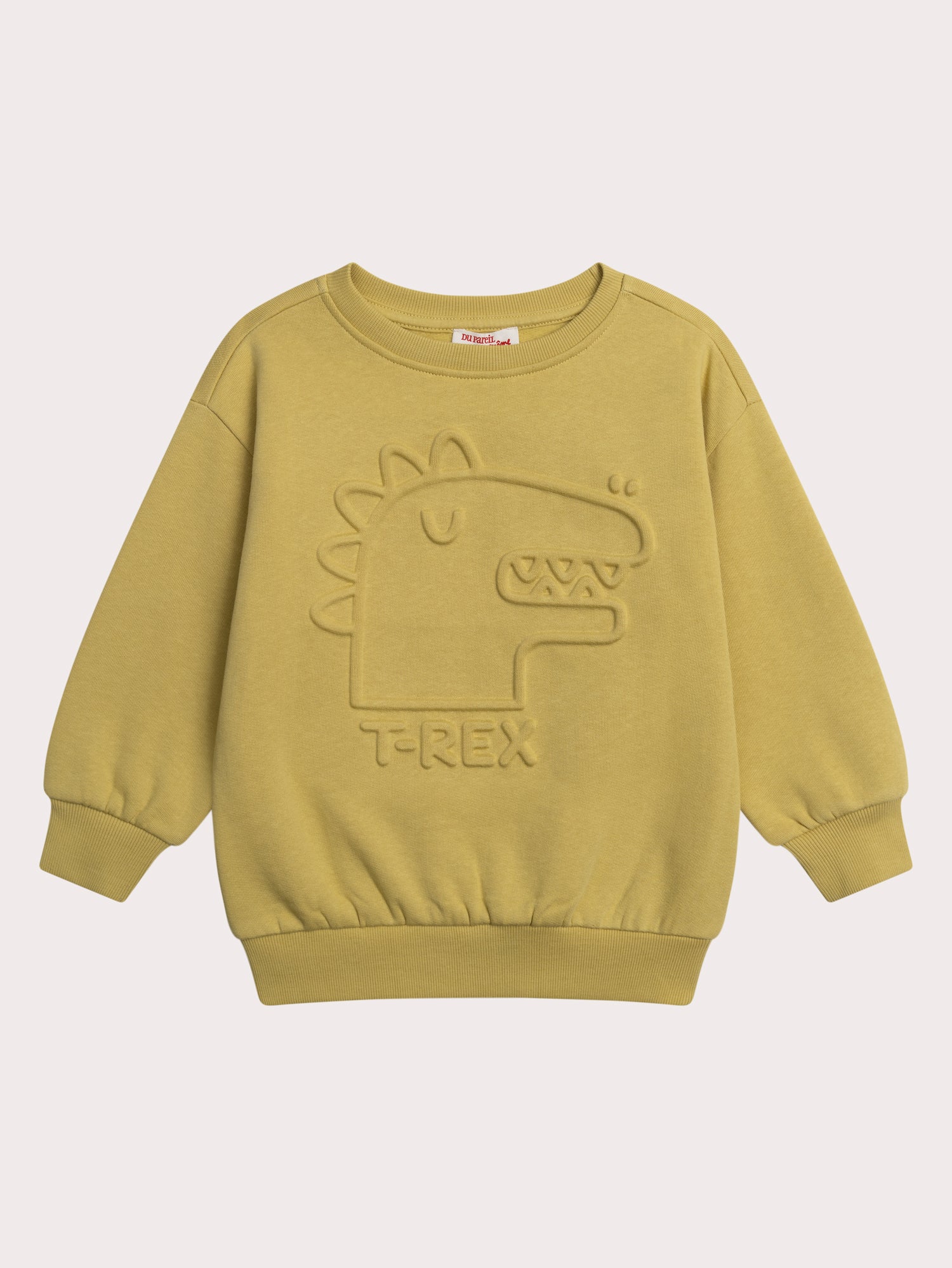 Sweat jaune moutarde animation dinosaure