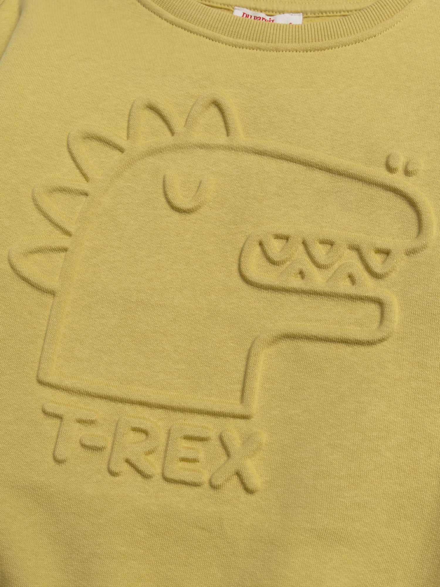 Sweat jaune moutarde animation dinosaure