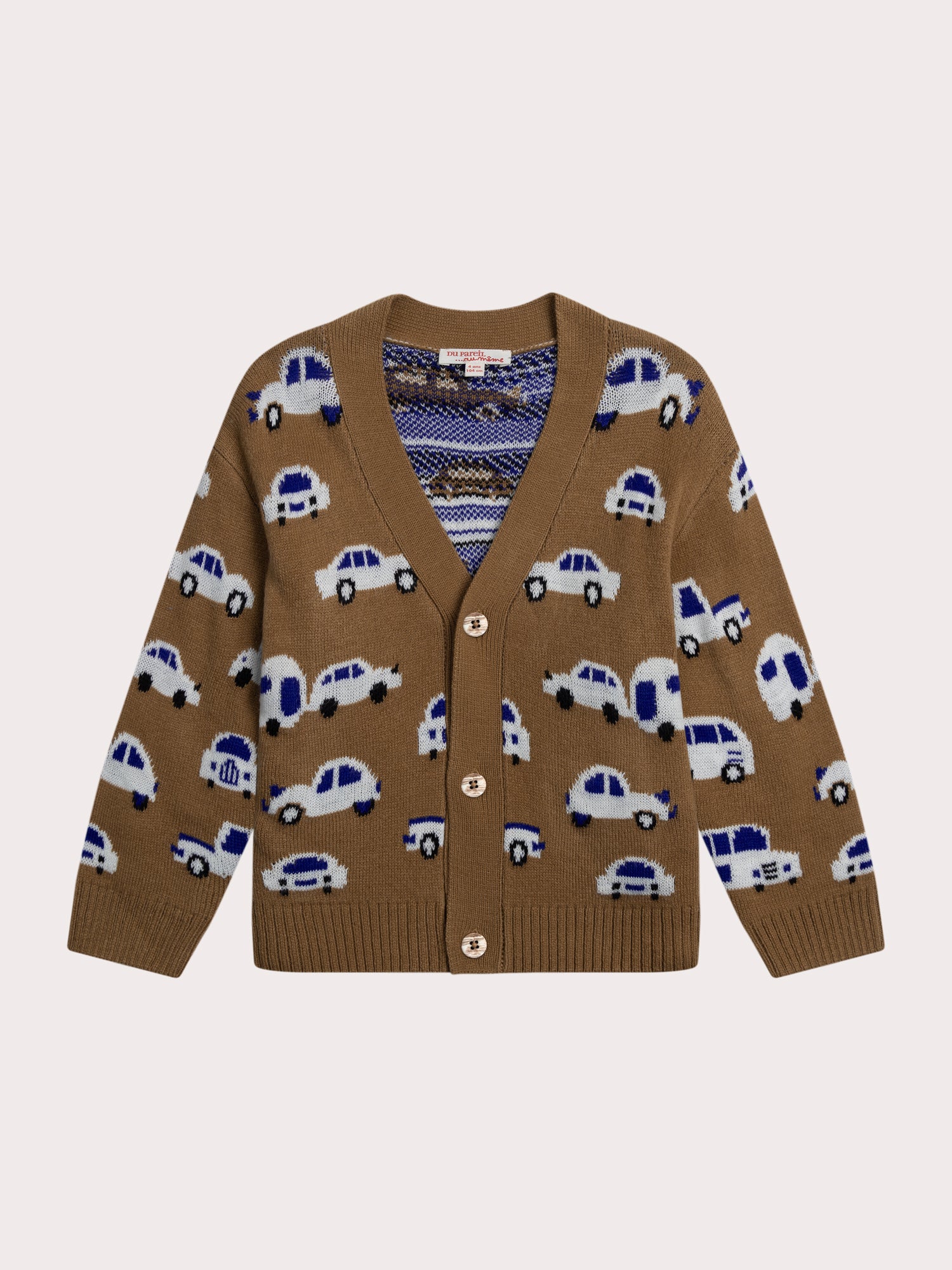 Cardigan en maille imprimé voitures