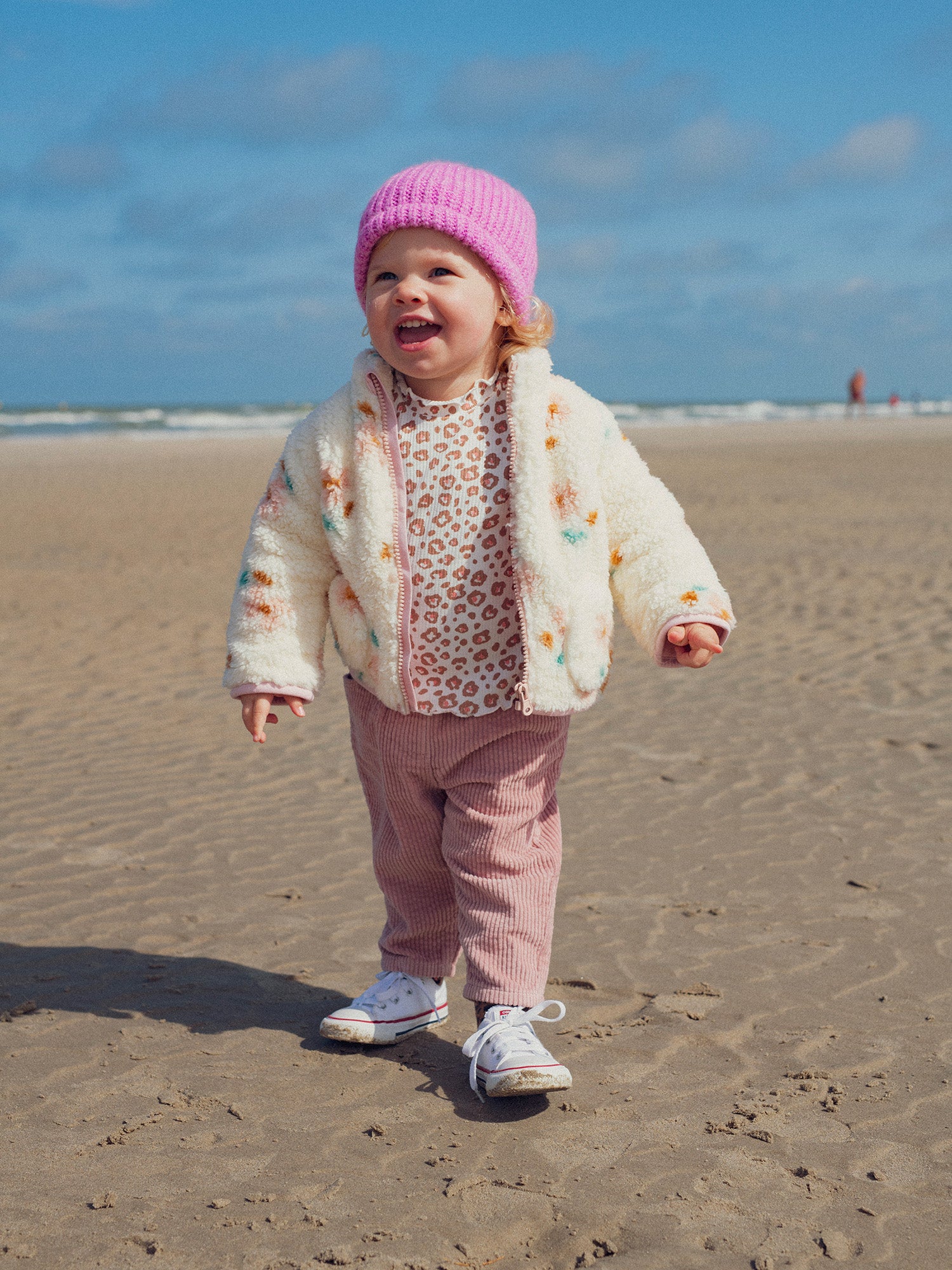 Vest en fausse fourrure  à fleurs pour bébé fille