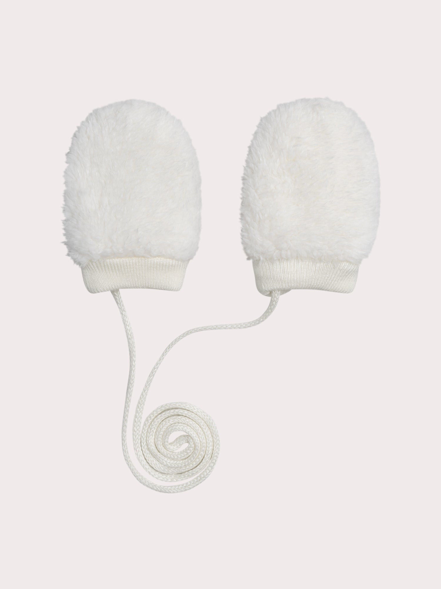 Moufles en fausse fourrure écrue pour bébé